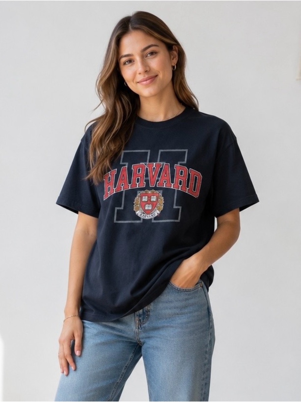 Harvard University Authentic Black Graphic T-Shirt Unisex Size Large 100% Cotton